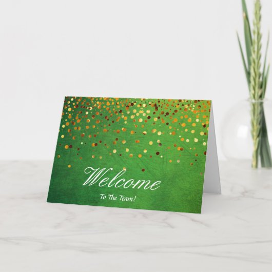 Carte Faux Gold Foil Confetti Élégantes Écluses Bienvenu (Devant)