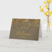 Carte Faux Gold Foil Confetti Élégantes Écluses Bienvenu (Fleur jaune)