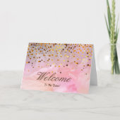 Carte Faux Gold Foil Confetti Élégantes Écluses Bienvenu (Devant)