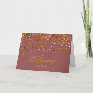 Carte Faux Gold Foil Confetti Élégantes Écluses Bienvenu