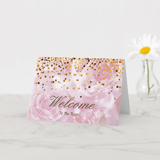 Carte Faux Gold Foil Confetti Élégantes Écluses Bienvenu (Petite plante)