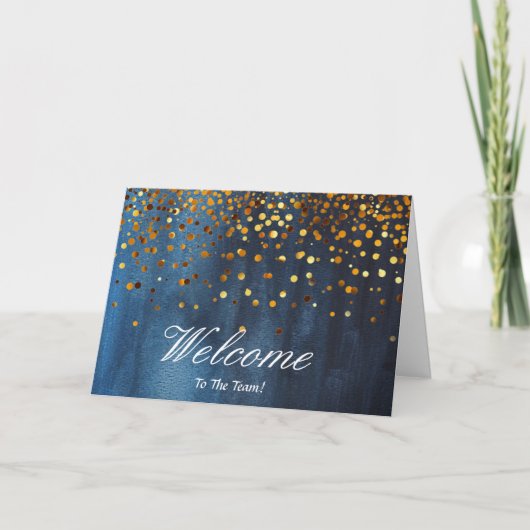 Carte Faux Gold Foil Confetti Élégantes Écluses Bienvenu (Devant)