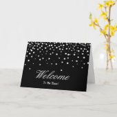 Carte Faux Gold Foil Confetti Élégantes Écluses Bienvenu (Fleur jaune)