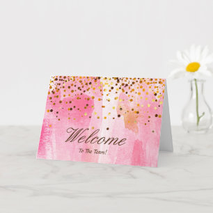 Carte Faux Gold Foil Confetti Élégantes Écluses Bienvenu