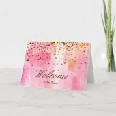 Carte Faux Gold Foil Confetti Élégantes Écluses Bienvenu (Devant)