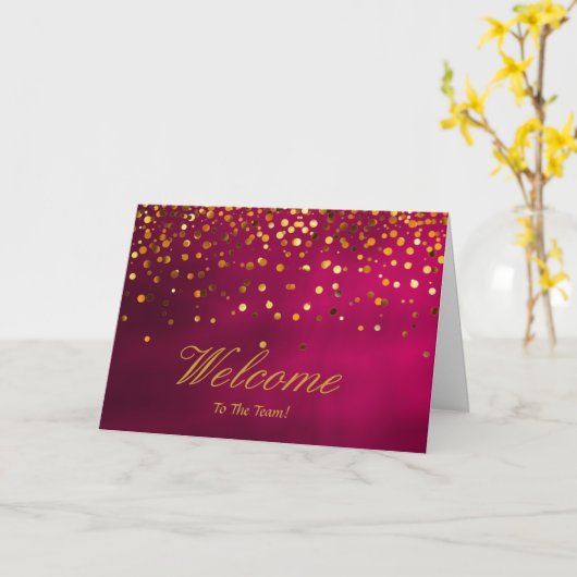 Carte Faux Gold Foil Confetti Élégantes Écluses Bienvenu (Fleur jaune)