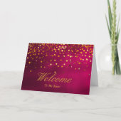 Carte Faux Gold Foil Confetti Élégantes Écluses Bienvenu (Devant)