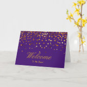 Carte Faux Gold Foil Confetti Élégantes Écluses Bienvenu (Fleur jaune)