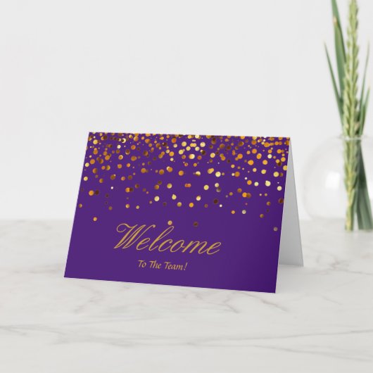 Carte Faux Gold Foil Confetti Élégantes Écluses Bienvenu (Devant)