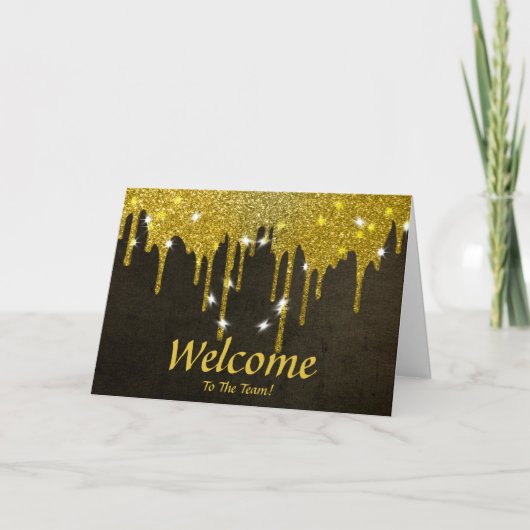 Carte Faux Gold Foil Confetti Élégantes Écluses Bienvenu (Devant)