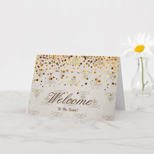 Carte Faux Gold Foil Confetti Élégantes Écluses Bienvenu (Petite plante)