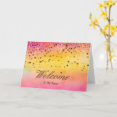 Carte Faux Gold Foil Confetti Élégantes étincelles Bienv (Fleur jaune)