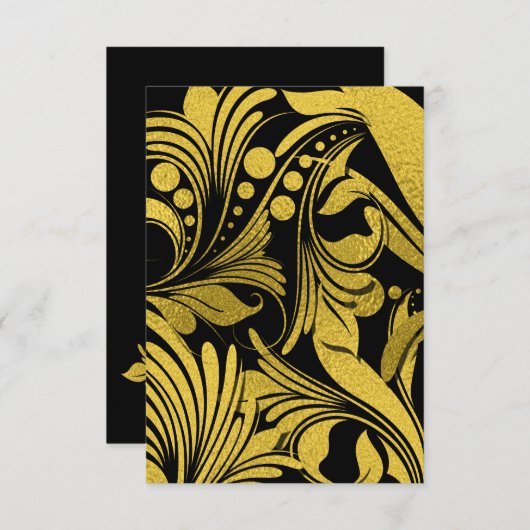 Carte Faux Gold Foil Elegant Swashes (Devant / Derrière)