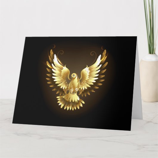 Carte Faux Gold Foil Peace Dove en noir (Devant)