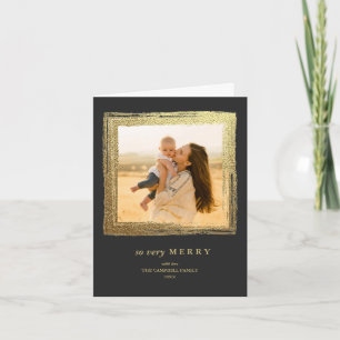 Carte Faux Gold Frame Vacances Noël Photo Charbon