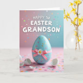 Carte Faux Gold Happy Easter Grandson Card (Fleur jaune)