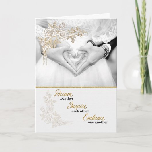 Carte Faux Gold Leaf for Bride and Groom (Devant)