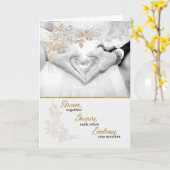 Carte Faux Gold Leaf for Bride and Groom (Fleur jaune)