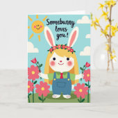 Carte Faux Gold Somebunny Vous Aime (Fleur jaune)