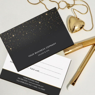 Carte Faux Gold Sparkings sur certificat cadeau noir