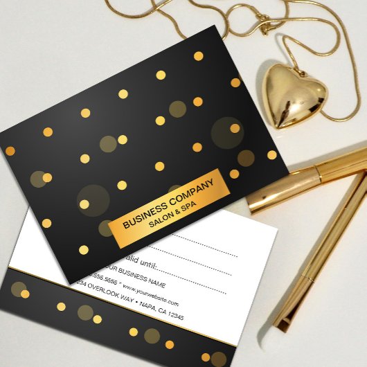 Carte Faux Gold Sparkings sur certificat cadeau noir