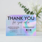 Carte Faux Holographique Merci de couleur Média Insertio (Debout devant)