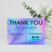 Carte Faux Holographique Merci de couleur Média Insertio (Debout devant)