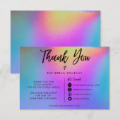 Carte Faux Holographique Merci Médias sociaux Insertion (Devant / Derrière)