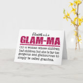 Carte Faux Hot Pink Parties scintillant Glam-Ma (Fleur jaune)