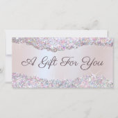 Carte Faux iridescente rose parties scintillant feuille (Devant)