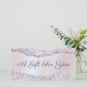 Carte Faux iridescente rose parties scintillant feuille (Debout devant)