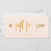 Carte Faux or feuille blush rose logo certificat cadeau (Devant)
