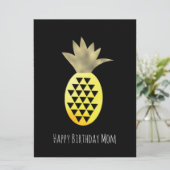 Carte Faux Or Simple Joyeux Anniversaire Ananas (Debout devant)