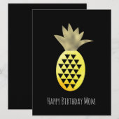 Carte Faux Or Simple Joyeux Anniversaire Ananas (Devant / Derrière)