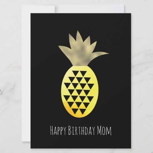 Carte Faux Or Simple Joyeux Anniversaire Ananas (Devant)