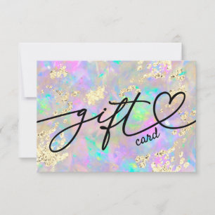 Carte faux paillettes opale certificat cadeau