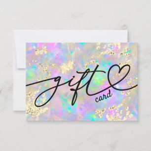 Carte faux parties scintillant opale certificat cadeau