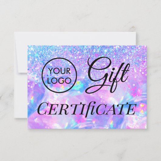 Carte faux parties scintillant opale certificat cadeau (Devant)