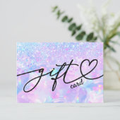 Carte faux parties scintillant opale certificat cadeau (Debout devant)