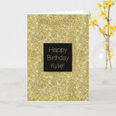 Carte Faux Sparkle Gold Parties scintillant Anniversaire (Fleur jaune)