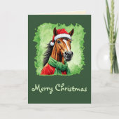 Carte Favoris de Noël animal amusant - Cheval 6 (Devant)