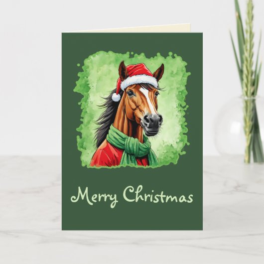 Carte Favoris de Noël animal amusant - Cheval 6 (Devant)
