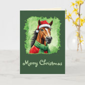 Carte Favoris de Noël animal amusant - Cheval 6 (Fleur jaune)