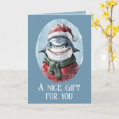 Carte Favoris de Noël animal amusant - Requin 1 (Fleur jaune)