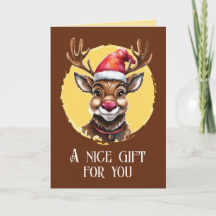 Carte Favoris de Noël animal amusant - Rindeer 1