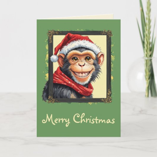 Carte Favoris de Noël animal amusant - Singe 2 (Devant)