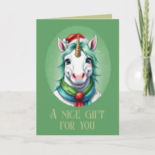 Carte Favoris de Noël animal amusant - Unicorne 1