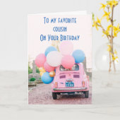 CARTE FAVORITE **COUSIN** ON YOUR BIRTHDAY CARD (Fleur jaune)