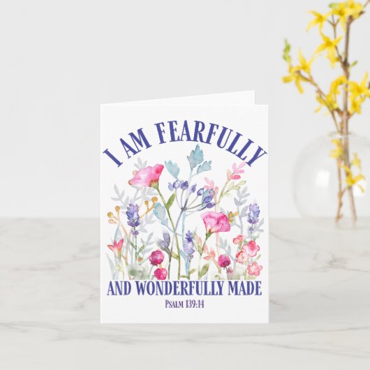 Carte Fearfully And Wonderfully Made Floral Christian Bi (Fleur jaune)