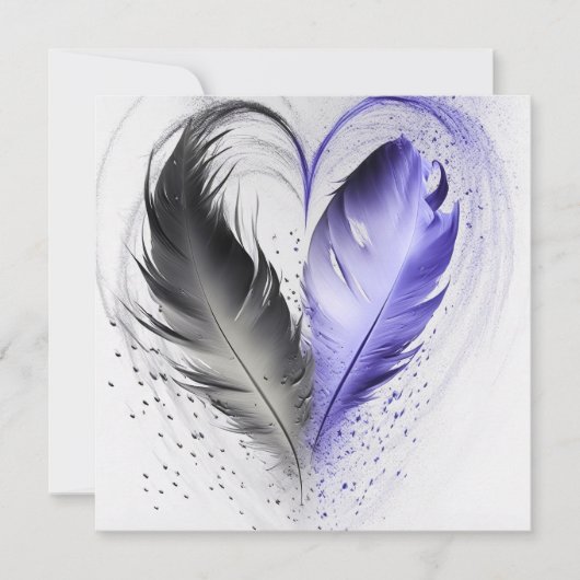 Carte Feather Heart - Indigo (Devant)